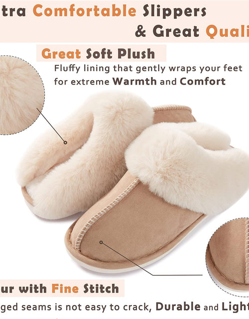 Load image into Gallery viewer, Womens Slippers with Memory Foam Fluffy Soft Warm Slip on House Slipper Anti-Skid Cozy Plush for Indoor Outdoor
