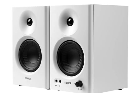 MR4 Powered Studio Monitor Speakers, 4" Active Near-Field Monitor Speaker - White (Pair)