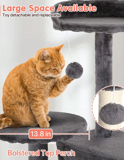 Load image into Gallery viewer, 54-In Double Condo Cat Tree Tower Playhouse with Scratching Post &amp; Perch for Indoor, Ashy
