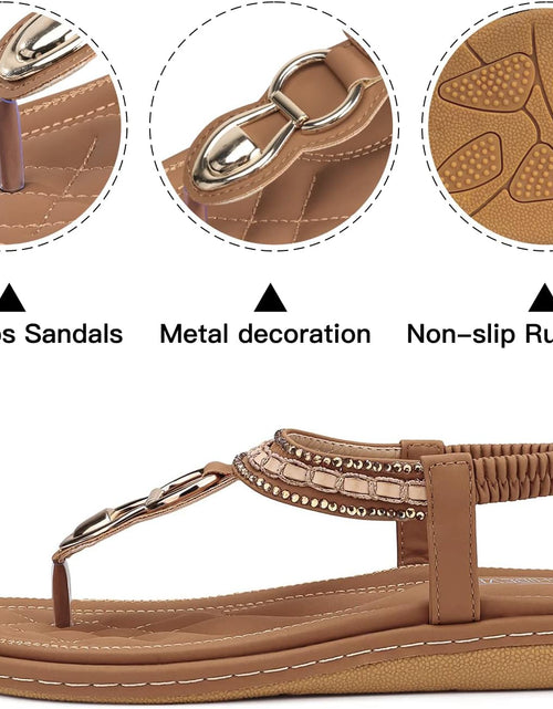 Load image into Gallery viewer, Womens Sandals Dressy Summer: Women Comfortable Walking Flat Bohemian T-Strap Ladies Casual Comfy Sandals

