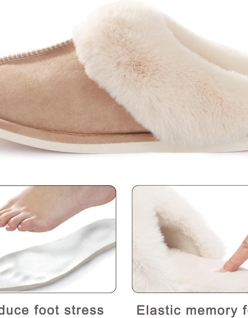 Load image into Gallery viewer, Womens Slippers with Memory Foam Fluffy Soft Warm Slip on House Slipper Anti-Skid Cozy Plush for Indoor Outdoor
