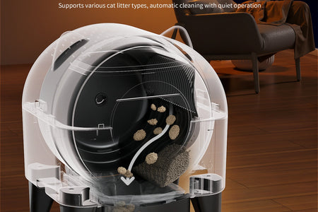 OMCPET Self Cleaning Cat Litter Box, Automatic Smart Litter Box for Multiple Cats with 10 Safety Sensor Radars, 110L Electric Cat Box with App-Control, Odor Control, Quiet Operation, Black