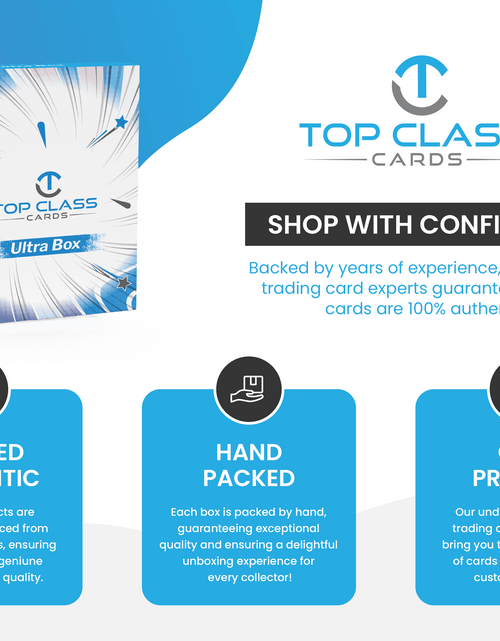 Load image into Gallery viewer, Top Class Cards | Ultra Box | 50 Cards | 5 Holos/Reverse Holos | 1 Ultra Rare Guaranteed | Compatible with Pokemon Cards
