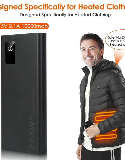 Load image into Gallery viewer, 20000Mah Power Bank for Heated Vest Portable Charger 5V 2.1A Dual USB Ports Battery Pack for Heated Blanket Clothing Black
