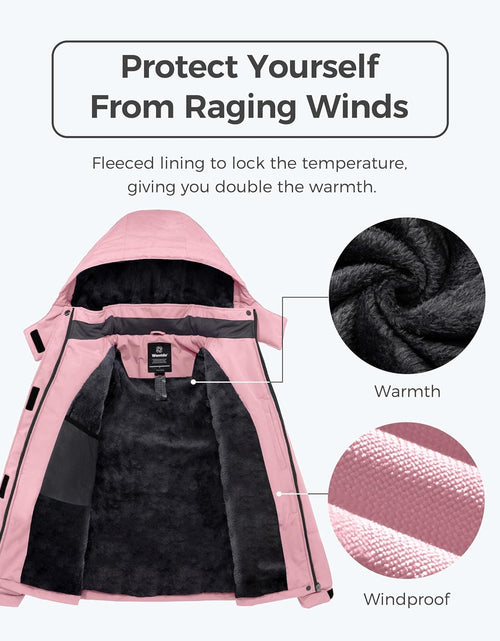 Load image into Gallery viewer, Women'S Mountain Waterproof Ski Jacket Windproof Rain Jacket Winter Warm Hooded Coat
