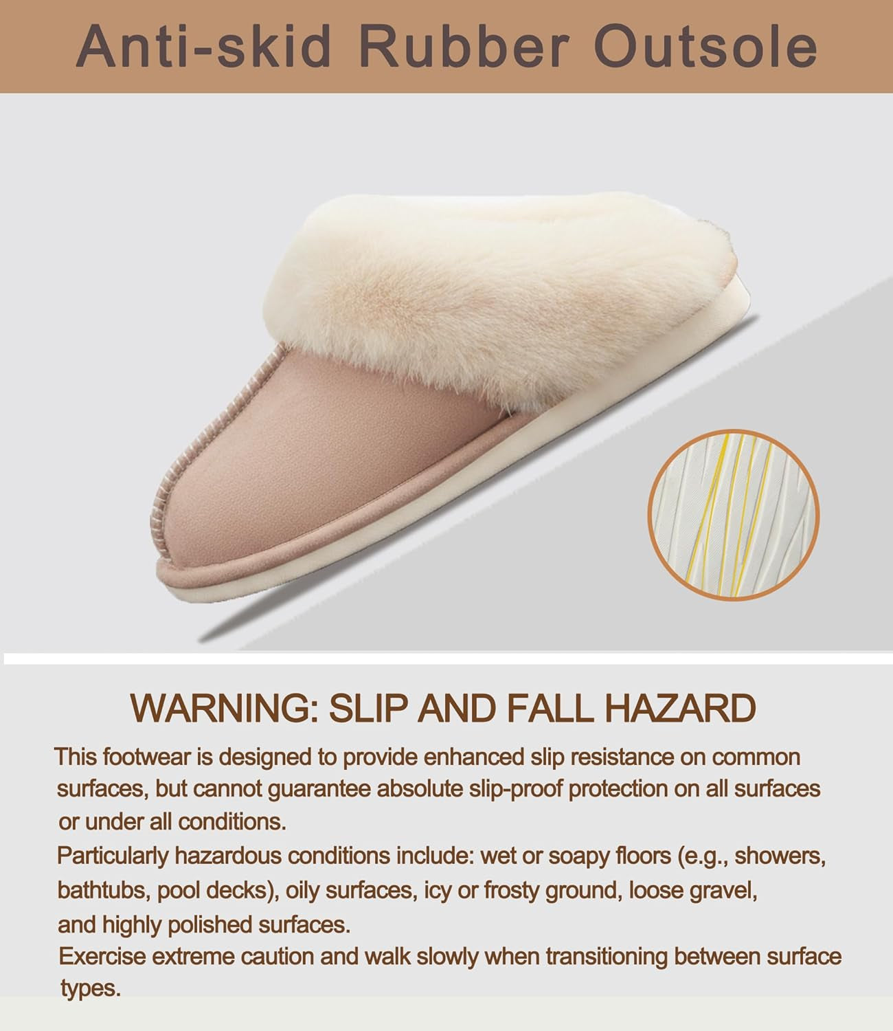 Womens Slippers with Memory Foam Fluffy Soft Warm Slip on House Slipper Anti-Skid Cozy Plush for Indoor Outdoor