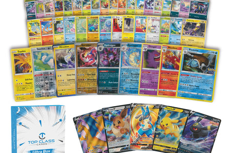 Top Class Cards | Ultra Box | 50 Cards | 5 Holos/Reverse Holos | 1 Ultra Rare Guaranteed | Compatible with Pokemon Cards