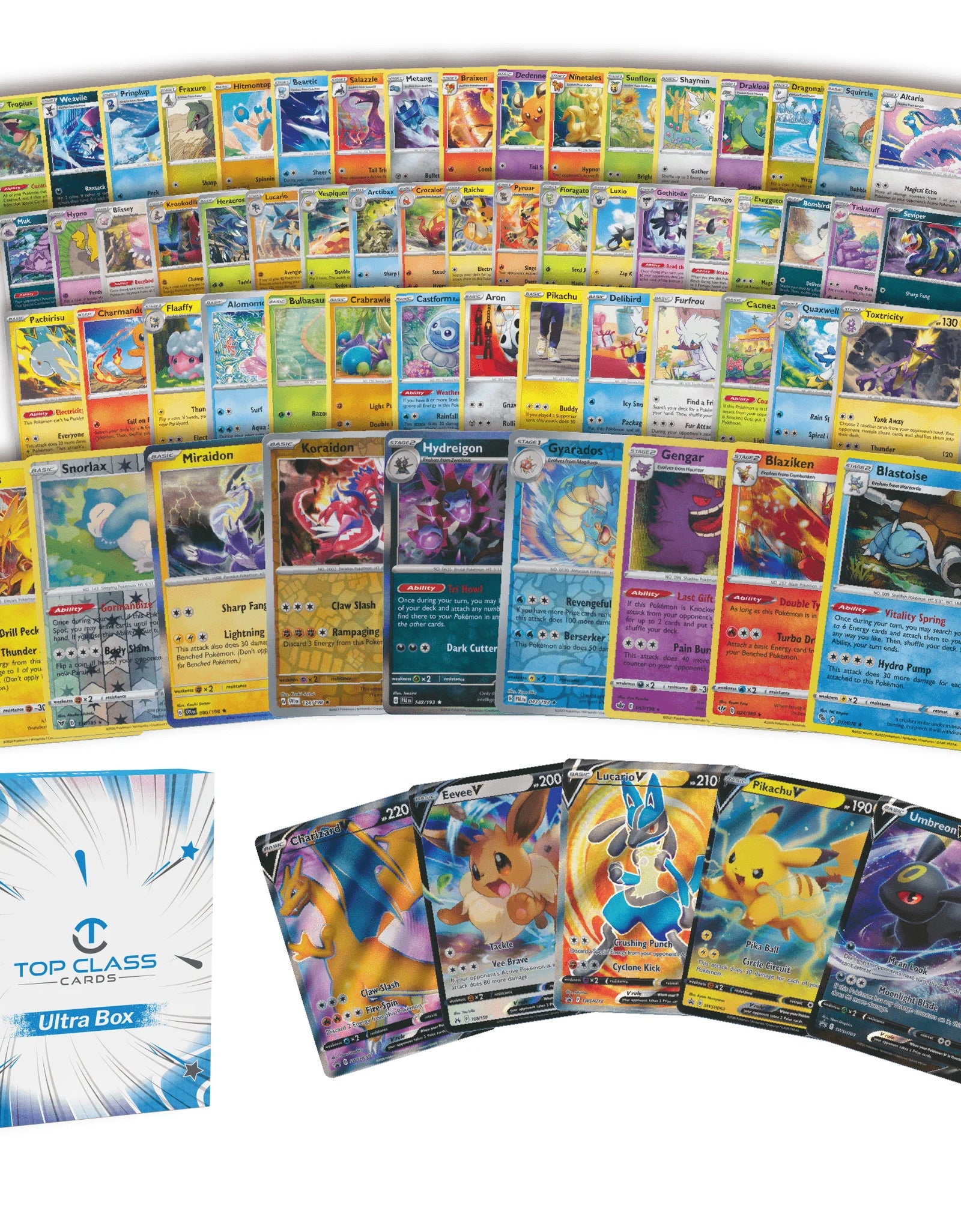 Top Class Cards | Ultra Box | 50 Cards | 5 Holos/Reverse Holos | 1 Ultra Rare Guaranteed | Compatible with Pokemon Cards