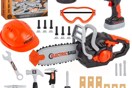 Kids Tool Set Kids Toys 32PCS Pretend Play Toddler Tool Toys with Electronic Toy Drill Set Construction Kits Toys for Christmas Birthday Kids Ages 3-8