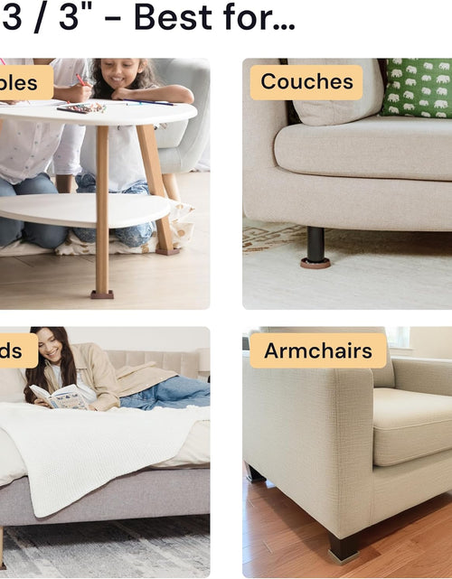 Load image into Gallery viewer, 3X3 Square Rubber Furniture Caster Cups with Anti-Sliding Floor Grip (Set of 4) Brown
